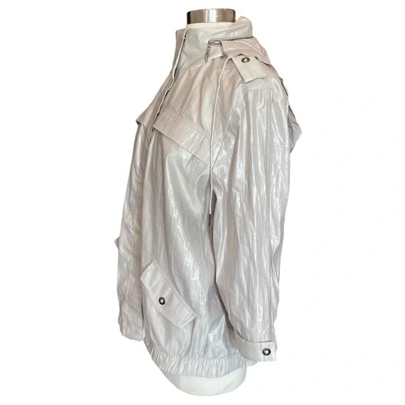 Chico’s Metallic Silver Windbreaker / Waterproof Jacket - Picture 4 of 14